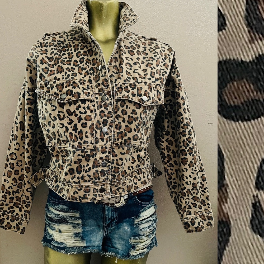 COTTON ON Classic LEOPARD Print JEAN JACKET Size 4